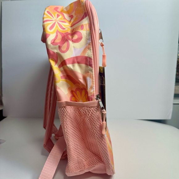 NWT. Wonder Nation 16" Backpack, pink orange white floral pattern. - Picture 7 of 11